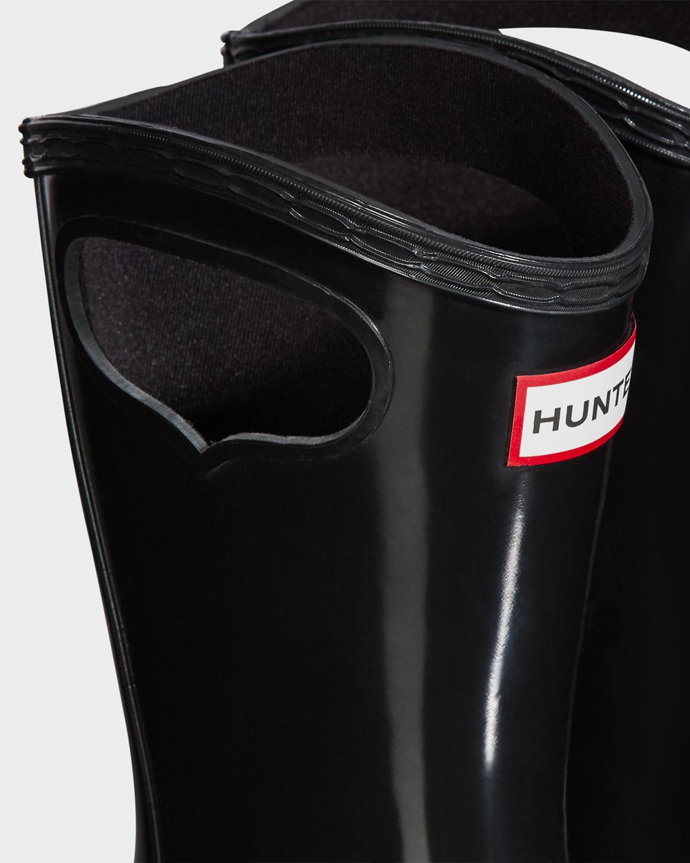 Botas de Lluvia Hunter Niños - Original Big Grab Handle Gloss - Negros - EWDVJHX-10